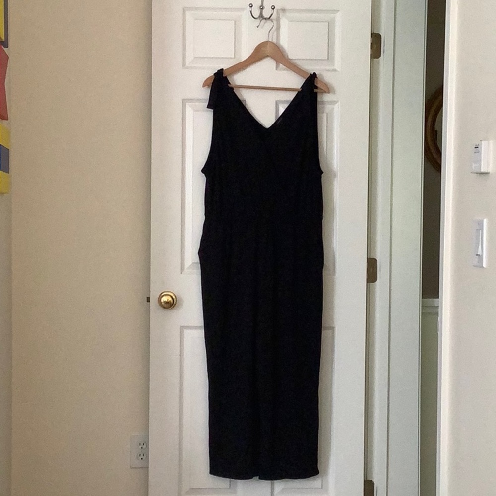 Talbots double V neck black cotton jumpsuit, XL